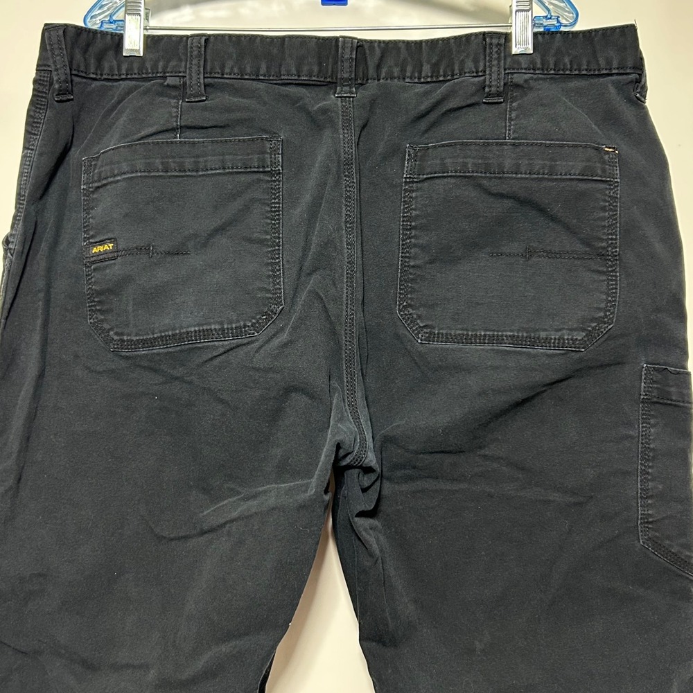 Ariat Rebar M4 Work Pants Mens 40/34 Black Relaxed Straight Canvas Utility Work - Picture 10 of 11